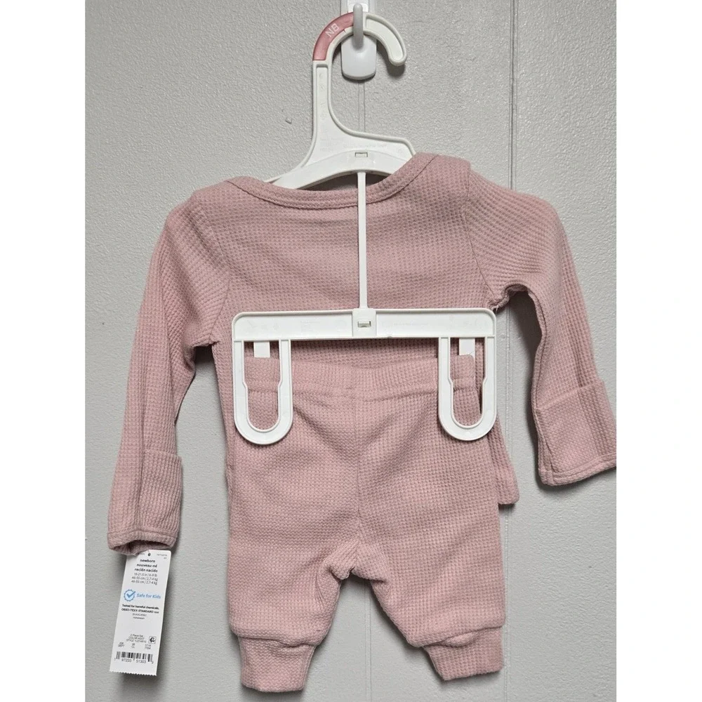 Carter's Just One You Newborn Waffle Knit 2pc Set Dusty Rose 1U214810